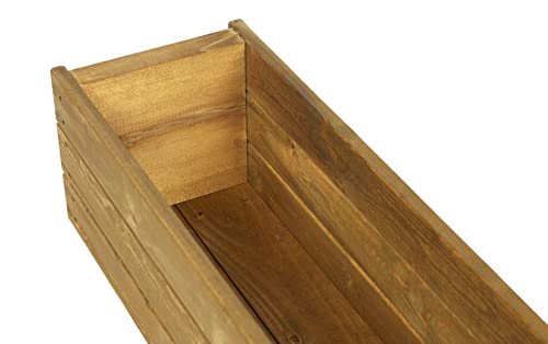 Wooden Garden Planter Flower Plant Pot Basket Trough Outdoor Timber Long Rectangular Large Herb Planter Boxes Brown Wood Stain Finish
