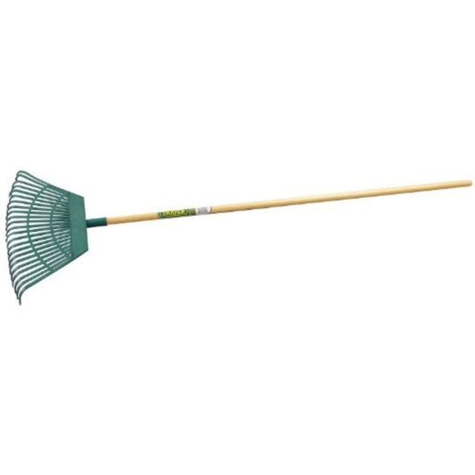Draper 550mm Plastic Leaf Rake | 23 Teeth Outdoor Garden Hand Tool | Varnished Natural Wood Handle | Lawn Leveling | 31069