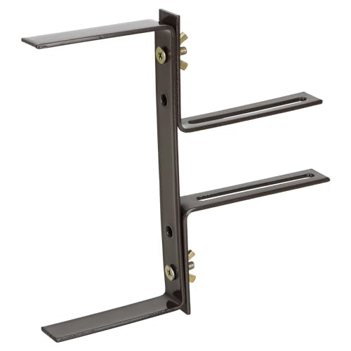 com-four® 4x flower box holders for balcony parapets and railings - flexible metal attachment for plant boxes - 2-way adjustable - no drilling (brown)