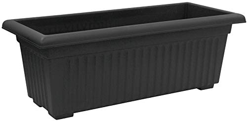 Thumbsup Large 70cm Planter Plastic Trough Sleek Black Raised Plant Pot Planter Herb Trough Plants Flower Bed – Ideal for Small Bushes