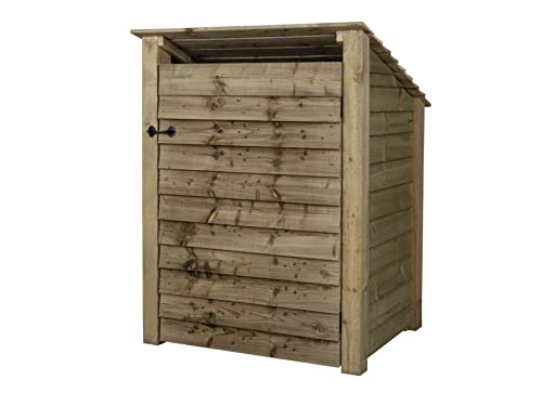 Arbor Garden Solutions wooden log store 4ft with door, firewood storage (W-99cm, H-126cm, D-88cm), natural finish (Without kindling shelf (roof sloping back))