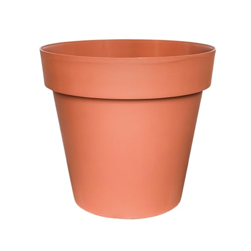 Gardening Naturally Large Traditional Cleo Plant Pot - Recycled Plastic with Built-in Drainage and Wheels, 37cm High (Terracotta)