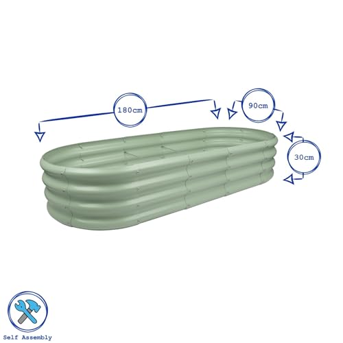 Harbour Housewares Raised Garden Bed - Anthracite - 180 x 90cm - Rounded - Bottomless Metal Raised Bed Galvanised Steel Planter Box for Growing Outdoor Plants, Vegetables, Flowers and Herbs