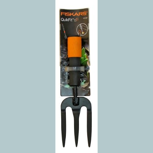 Fiskars QuikFit Weed Fork, Tool Head, Length: 27.5 cm, Stainless Steel Tines, Black/Orange, 1000733