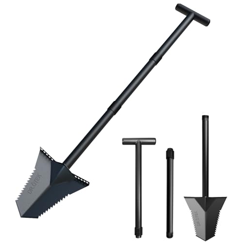 DR.ÖTEK Spade Shovel, Heavy Duty Garden Digging Shovel, T Handle, Root Cutter with Long Short Handle, Garden Tools for Metal Detecting, Transplantation, 80 & 116 cm