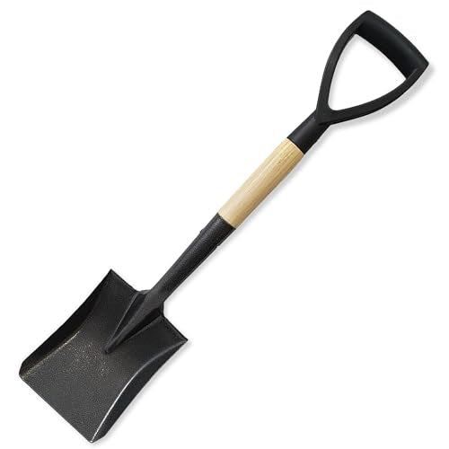 Micro Shovel with Wooden Handle | Square Head Garden Shovel | Multifunctional for Digging & Planting | Mini Builders Shovels with Hammertone Finish