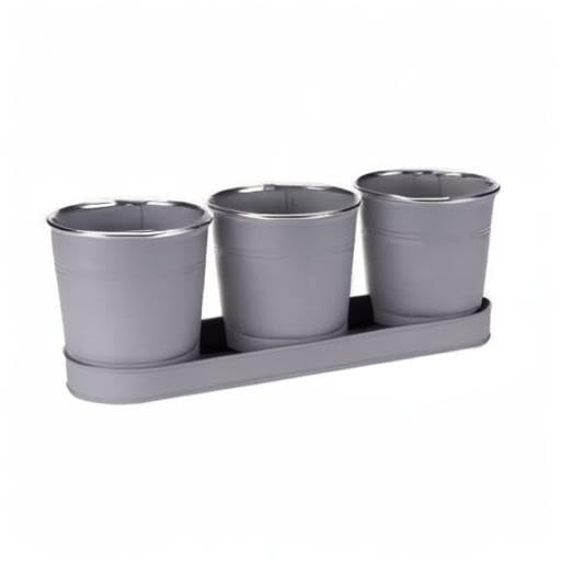 Marco Paul Set of 3 Slate Herb Plant Pots with Drip Tray for Kitchen Windowsill Herb Planters deal for an Indoor Herb Garden, Plants and Flowers Grow Your Own Herbs for cooking