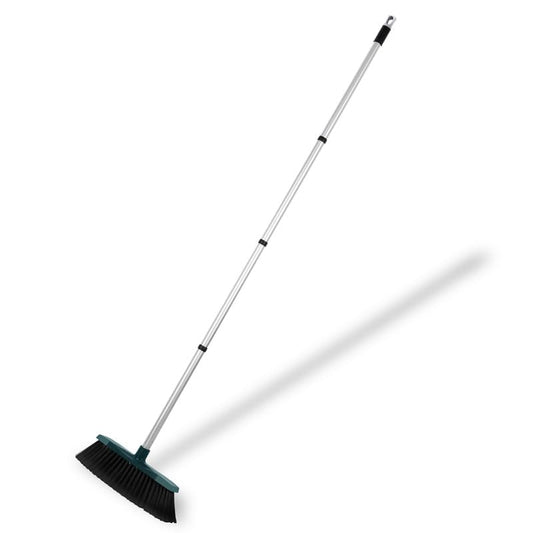 12 inch Broom Soft Bristle Sweeping Brush, Wide, Floor Scrubber Indoor Long Handle Cleaning Brush,Sweeping Broom Brush with Hang Tube,for Sweeping Room Office Bathroom Kitchen 55 inch Long