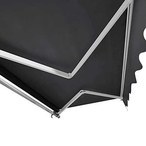 Retractable Manual Awning, Multi Size DIY Folding Awning with Hand Crank Patio Garden Sun Shade Canopy Gazebo, Anti-UV and Waterproof for Courtyard, Balcony, Restaurant (2.5x2m, Grey)