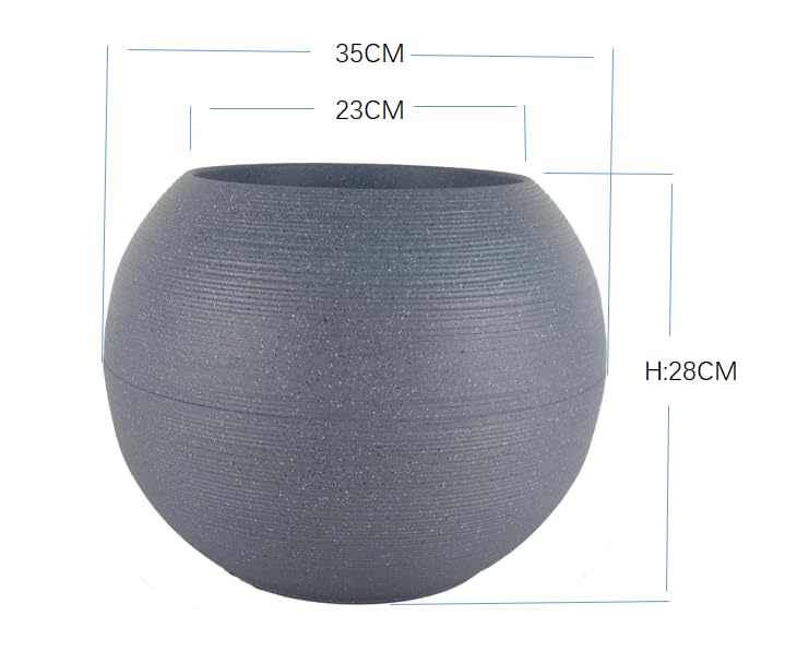 simpa Sphere Globe Shape Grey Plastic Planter 35cm (H) x 35cm (D)