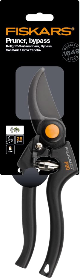 Fiskars Pro Pruner P90, Cutting diameter: 2.6 cm, Steel blades with non-stick coating, Length: 22.5 cm, Black/Orange, 1001530