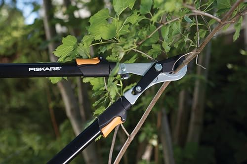 Fiskars Telescopic Tree Pruner for fresh wood, Non-stick coating, Hardened Precision Steel, Handle length: 63 to 83 cm, Black/Orange, L13, 1027528