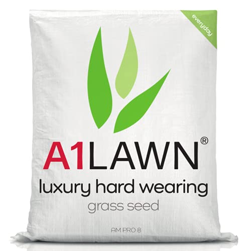 A1 Lawn Luxury Hard Wearing Grass Seed, 5kg (140m2) - Premium Quality Lawn Seed, Fast Growing, Child & Pet Friendly, Ideal for New Lawns & Overseeding - UK Harvested DEFRA Approved (AMPRO8)