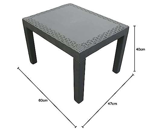 Rattan Look Plastic Garden Coffee Side Snack Table Outdoor Patio Deck Furniture (Anthracite)
