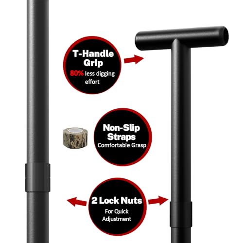 DR.ÖTEK Spade Shovel, Heavy Duty Garden Digging Shovel, T Handle, Root Cutter with Long Short Handle, Garden Tools for Metal Detecting, Transplantation, 80 & 116 cm