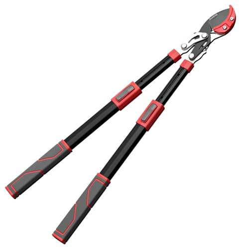 JiveSnip Telescopic Loppers, Heavy-Duty Branch Cutter with Gear Labor-Saving Structure, SK5 Blades with Teflon Coating, Aluminum Alloy Handles