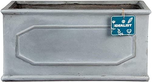 IDEALIST Outdoor Window Box 50 cm | Reinforced Stone Garden Planters with Drainage Holes | Leaden Grey Chelsea Windowsill Planter L50 W23 H23 cm, 15 litres