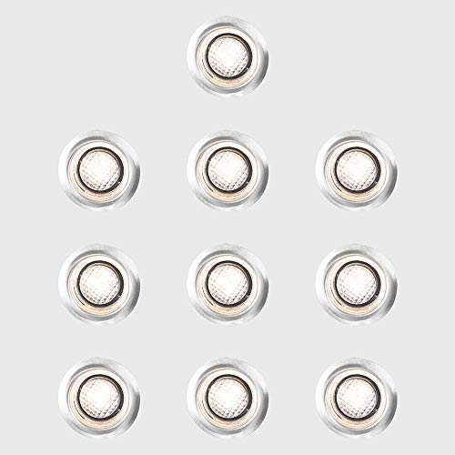 MiniSun | 40mm Warm White LED Round Decking/Kitchen Plinth Lights Kit | Decking & Patio Lighting, Home Décor & Improvement Essential | Pack of 10 | Includes 3M Extension Cable