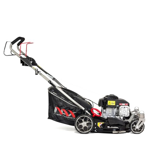 NAX POWER PRODUCTS 1000S self-propelled lawn mower with Briggs & Stratton combustion engine of 125 cm3 capacity, 450E series, mowing width 42 cm 45-litre basket deck cleaning system