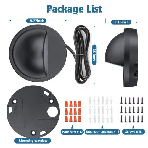 HIBOITEC 6Pcs Low Voltage LED Deck Lights Warm, 2.5W Landscape Step Stair Railing Light with 18 LED Chips, IP67 Waterproof Outdoor Decking Lighting Garden Fence Light 2700K