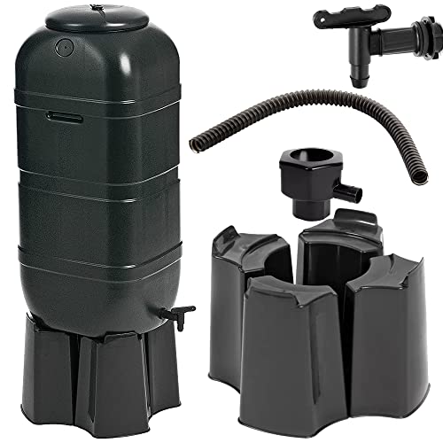 100L Slimline Black Water Butt Kit with Stand & Diverter