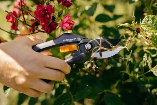 Fiskars SingleStep Pruner Bypass P26, Non-stick coating steel blades, Length: 20 cm, Cutting diameter: 2.2 cm, Black/Orange, SingleStep, 1000567