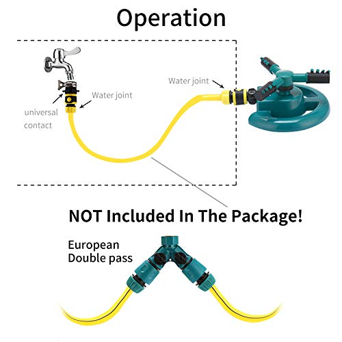 WISDOMWELL Garden Sprinkler Automatic Lawn Water Sprinkler 360 Degree 3 Arm Rotating Sprinklers System for Watering Your Lawn Plants Flowers Veggies and More