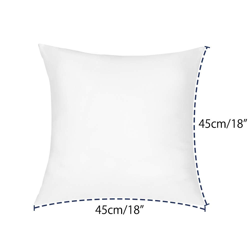 Artscope Premium Square Form Cushion Inner Pads, Set of 4 Waterproof Cushion Stuffer for Patio Garden Bench Sofa Farmhouse - Out-Indoor Decorative Pillows Inserts, Standard/White 45x45cm
