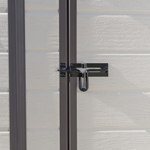 Keter Manor Outdoor Pent Single Door Garden Storage Shed 6 x 4ft Beige Brown Wood Effect Fade Free All Weather Resistant Safe And Secure Zero Maintenance 15 year Warranty