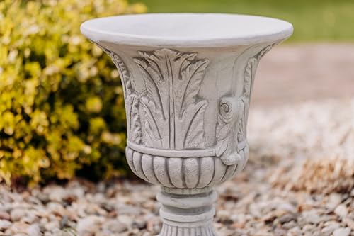 gartendekoparadies.de Flower vase in an antique look, planter made of cast stone, H. 46 cm, 7 liters, 19 kg, gray, frost-proof for outdoor use