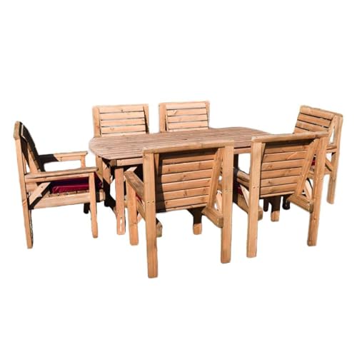 6-Seater Wooden Garden Dining Set – Solid Redwood