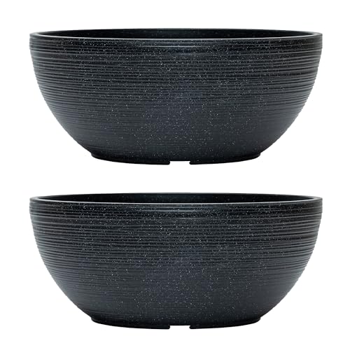 simpa Grooved Speckle Bowl Planter 35cm – Black