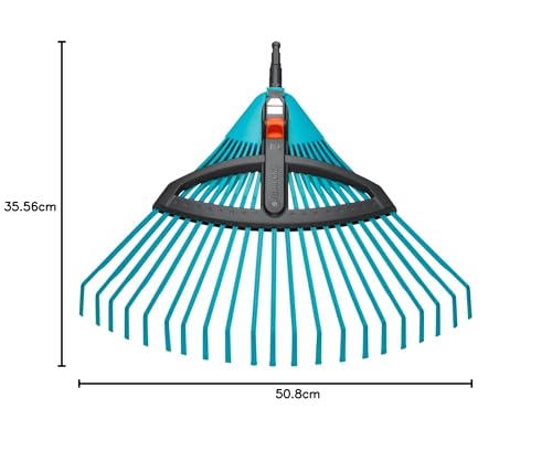 Gardena Combisystem Plastic Adjustable Rake, Leaf Rake with Adjustable Elastic Plastic Tines, Working Width of 35-52 cm, Wobble-free Work, only rake handle not included (3099-20)