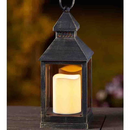 Marco Paul Kentish Large Style Shabby Chic Rustic-Look Battery Operated Candle Lantern Hanging Candle Holder Indoor Or Outdoor Flickering Candle Effect Light Garden Home Bar Café Vintage Look Lighting