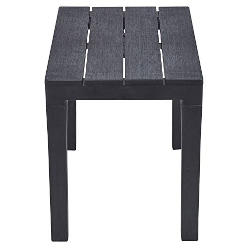 URBNLIVING Black Plastic Garden Outdoor Table/Bench Furniture - 100% Weatherproof
