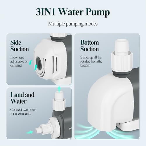 boxtech Adjustable Ultra Quiet Fountain Water Pump, 1500L/H 25W Aquarium Water Pump with Filter for Aquarium, Fish Tank, Pond, Fountains, Pool with 3 Nozzles