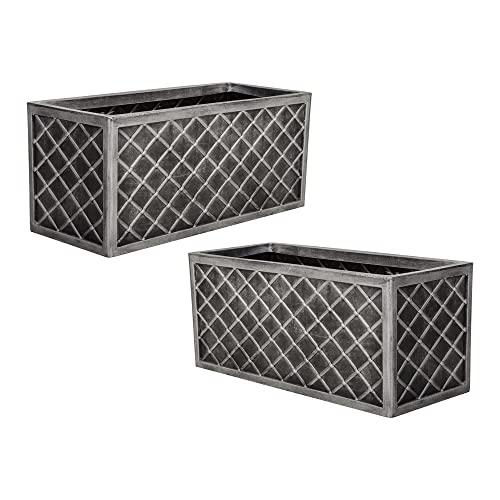 STAR SUPPLIES 70cm Lazio Rectangular Pewter Trough Planter