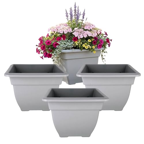 Grey 38cm Square Bell Planters – Pack of 4