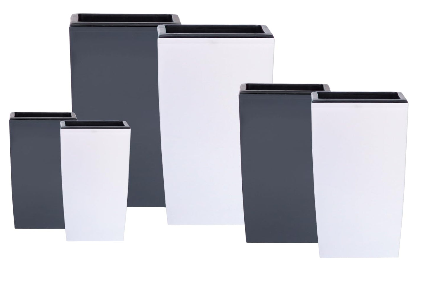 Stolmet Tall Square Planter - Available in Glossy White or Glossy Graphite - Modern Design (Graphite, 30L)