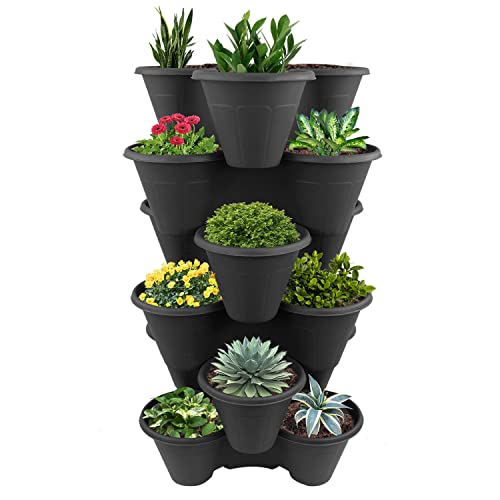 Stackable 6-Tier Vertical Garden Planter – Black