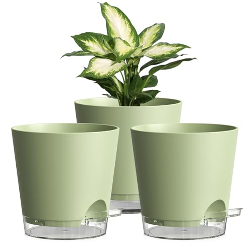 Homeuouz 15cm Self Watering Plant Pots – 3 Pack