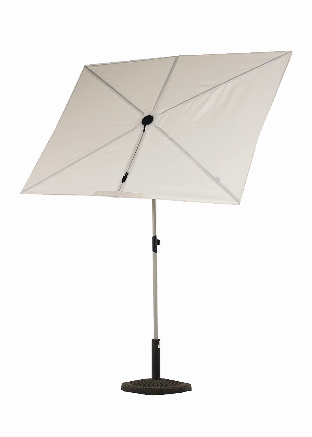 Grand patio Outdoor Umbrella, Versatile Balcony Shade with 360 Degree Roating Parasol, Powder-coated Steel Rectangular Flat Canopy for Deck Apartment Patio, White