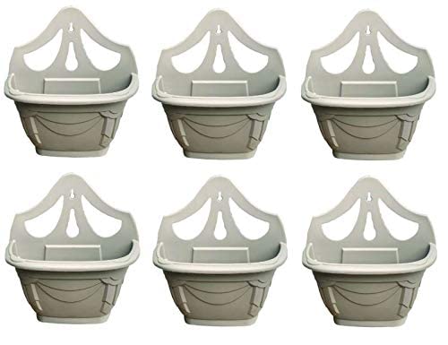 HOMION 31cm Venetian Wall Planter Hanging Basket Flower planter Plastic (TAUPE, 6 baskets)