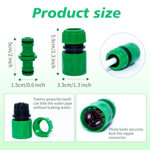 4PCS End Quick Connectors & 2PCS Double Male Hose Connectors for Hose Pipe Fitting 1/2" Plastic Tap Connector, Garden Hose Tap Connector Hose Pipe Fittings Kit