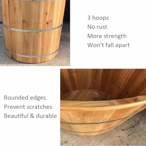 ZCBYBT Soaking Wooden Tub Freestanding Wooden Bathtub Wood Bathtub for Indoor Hot Bath Ice Bath,80W*80H cm