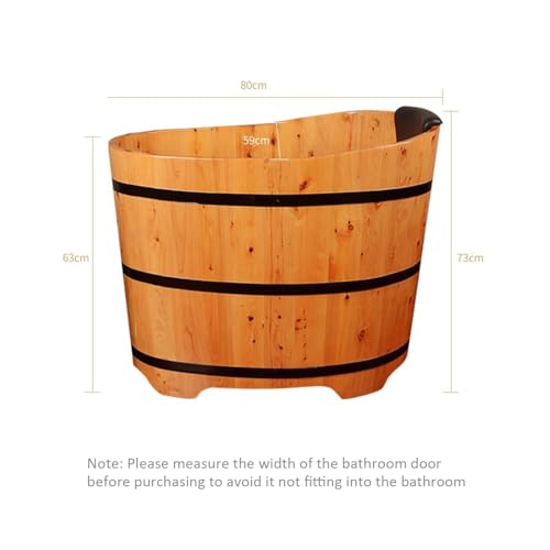 ZCBYBT Solid Wood Deep Soaking Tub Free Standing Wooden Bathtub Compact Soaker Lit for Small Bathroom
