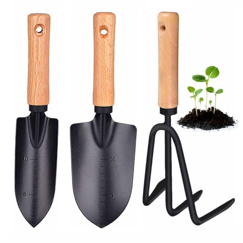 SAUNUOWL 3-Piece Wooden Handle Garden Trowel Set