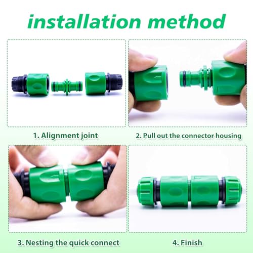 4PCS End Quick Connectors & 2PCS Double Male Hose Connectors for Hose Pipe Fitting 1/2" Plastic Tap Connector, Garden Hose Tap Connector Hose Pipe Fittings Kit