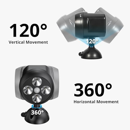 NICREW Battery Powered Outdoor LED Security Light 2-Pack, PIR Motion Sensor Spotlight, Weatherproof Outdoor Wall Light for Gardon Walkways