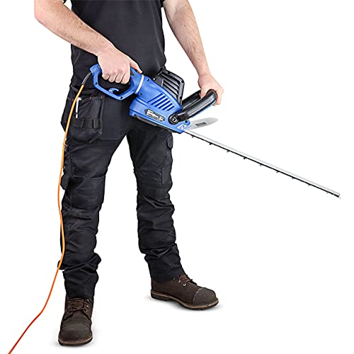 Hyundai 680w 610mm Corded Electric Hedge Trimmer Pruner, Rotatable Handle, 10m Power Cord, Handle Branches Up to 24mm in Diameter, 4.14kg, 3 Year Warranty
